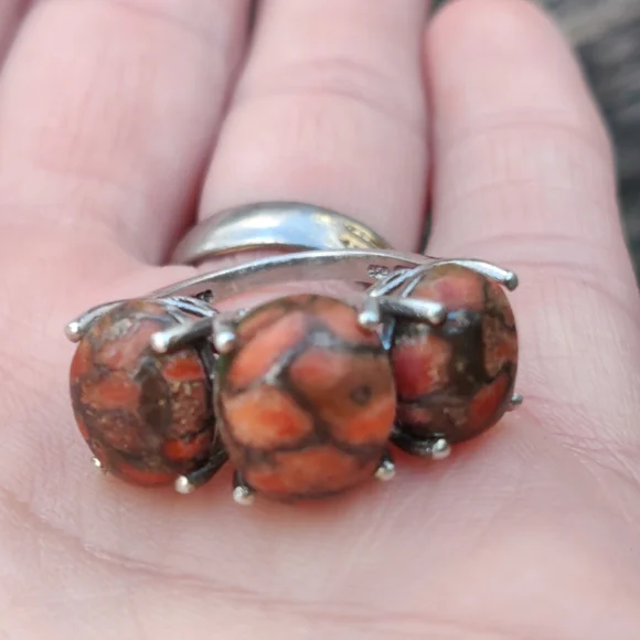 Sterling Orange Mojave Turquoise Ring - Picture 2 of 7